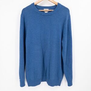 L.L. Bean Blue Cotton Crewneck Sweater Mens Large Tall LT Classic Preppy Grandpa